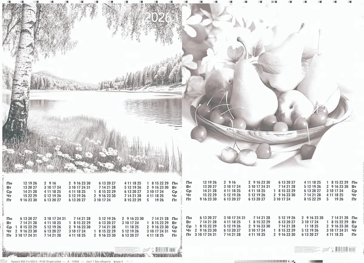 Макет полиграфического изделия в сепарации цвета black