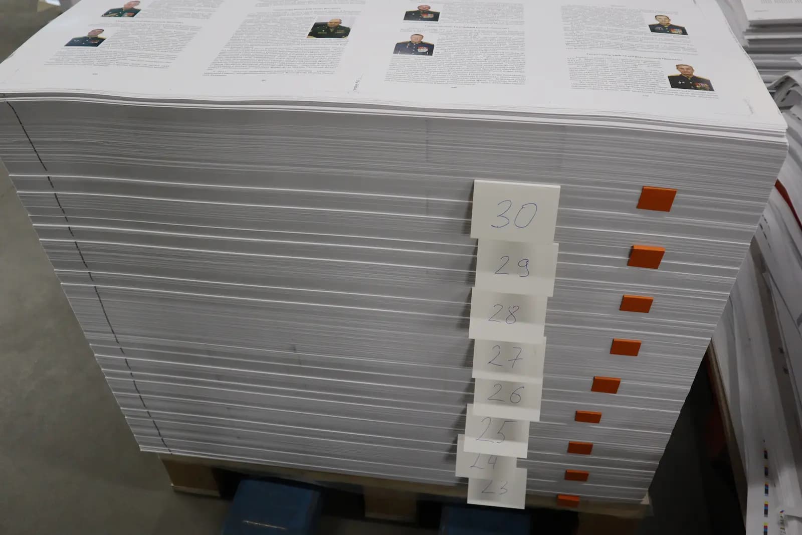 Печатные листы на паллете